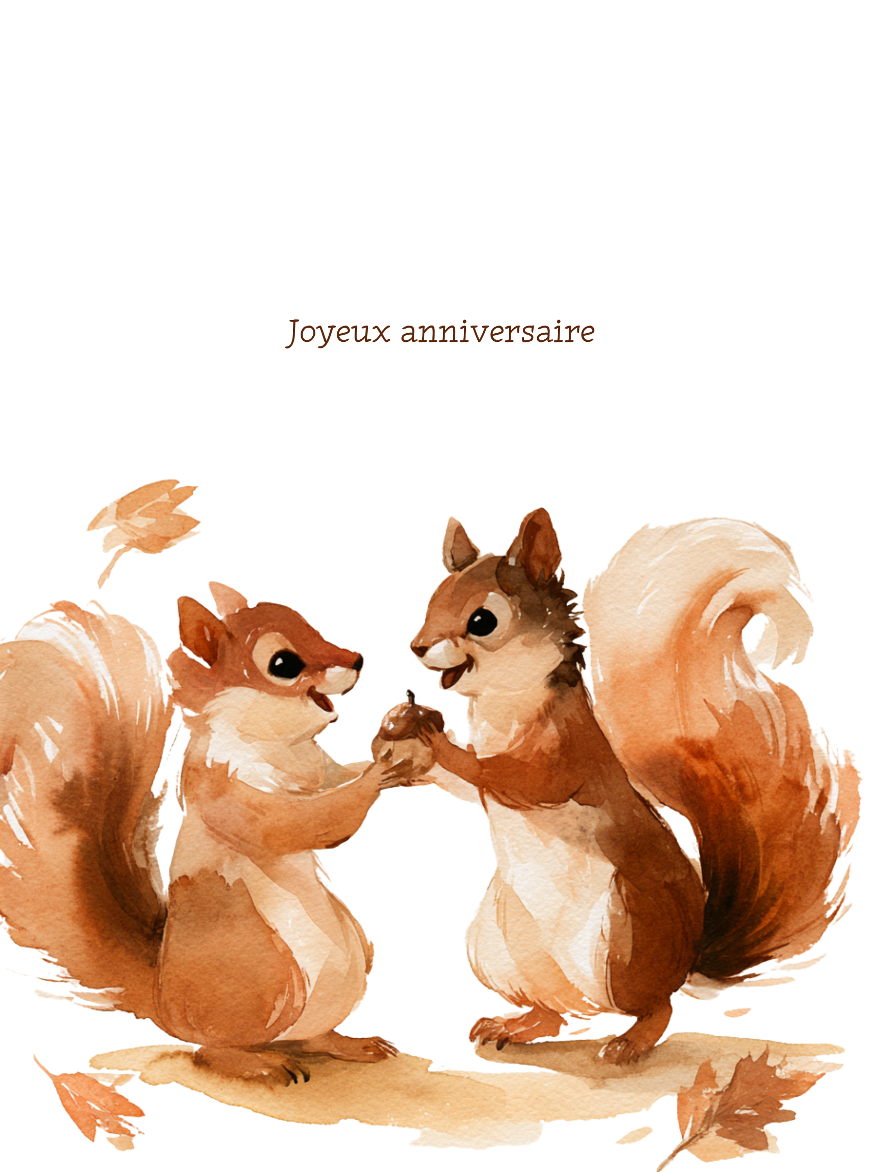 Carte joyeux anniversaire écureuils