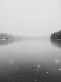 Carte Neige sur le lac aquarelle