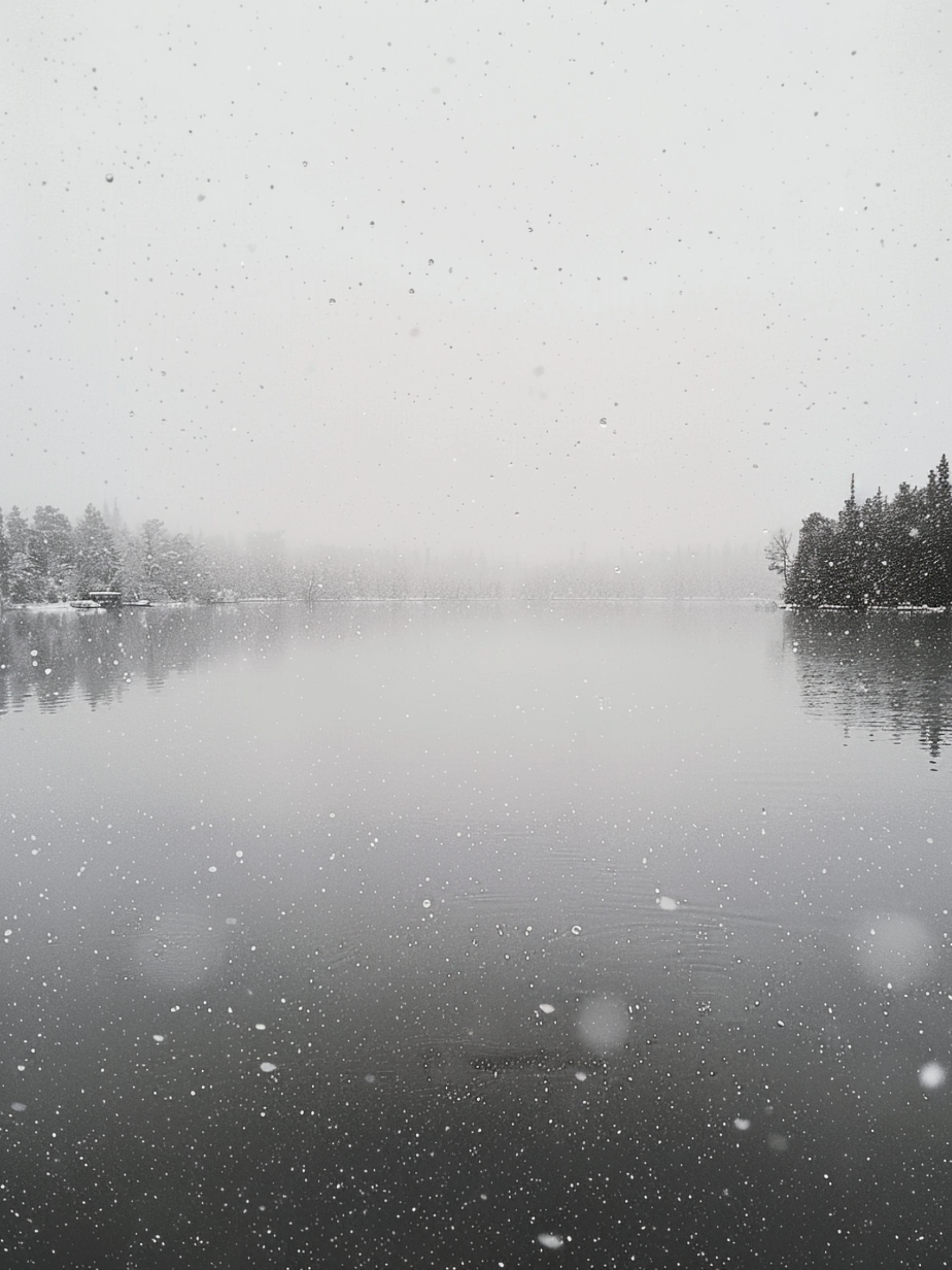 Carte Neige sur le lac aquarelle